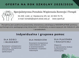 OFERTA SPECJALISTYCZNEJ PORADNI WSPIERANIA ROZWOJU I TERAPII
